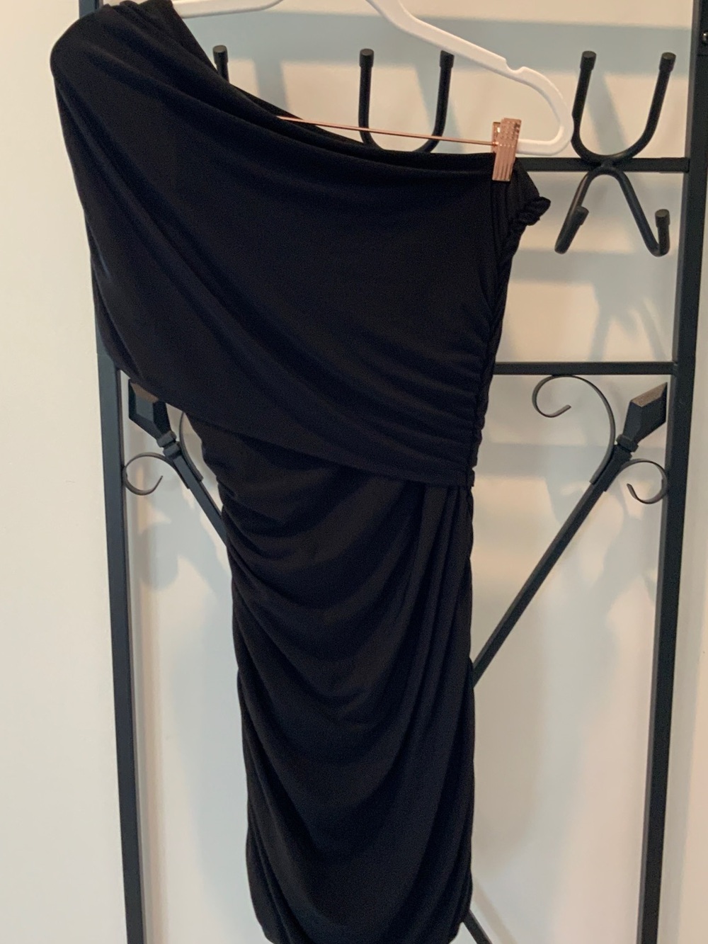Joyce Leslie Black One-Shoulder Ruched Dress